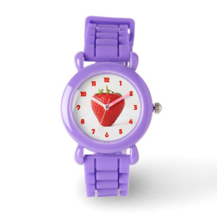 Eén rode rode aardbeienvet rode cijfers was horloge