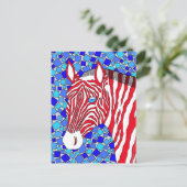 Een rode rode witte en blauwe strepen Zebra van pa Briefkaart (Staand voorkant)