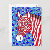 Een rode rode witte en blauwe strepen Zebra van pa Briefkaart (Voorkant / Achterkant)