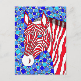 Een rode rode witte en blauwe strepen Zebra van pa Briefkaart