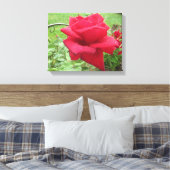 Een rode roos in de regen wandkleed canvas afdruk (Insitu (Slaapkamer))