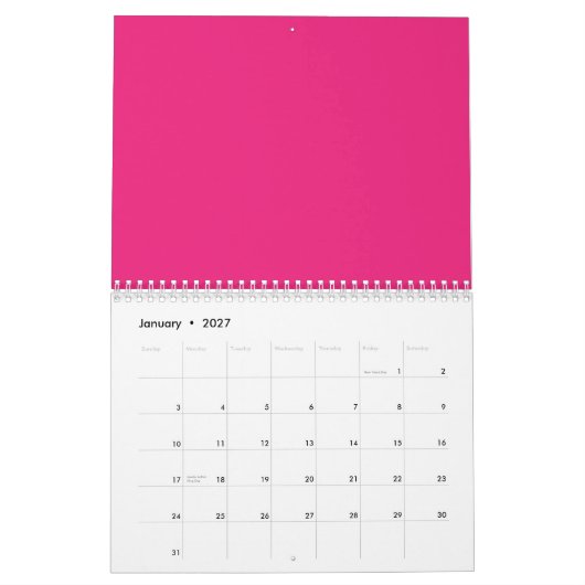 Een rode roos met levendige bloemblaadjes omgeven  kalender (Jan 2027)
