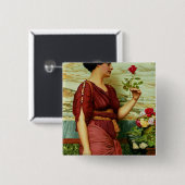 Een rode roos vierkante button 5,1 cm (Voorkant /achterkant)