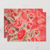 Een rode sjaal met bloemen erop briefkaart (Voorkant / Achterkant)