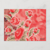 Een rode sjaal met bloemen erop briefkaart (Achterkant)