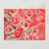 Een rode sjaal met bloemen erop briefkaart (Voorkant)