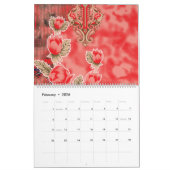 Een rode sjaal met bloemen erop kalender (Feb 2026)