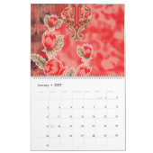 Een rode sjaal met bloemen erop kalender (Jan 2027)