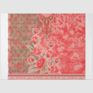 Een rode sjaal met bloemen erop tissuepapier