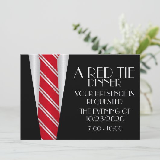 Een rode Stropdassen uitnodiging (Staand voorkant)