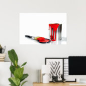 een rode verfemmer en een rode borstel poster (Thuiskantoor)