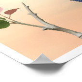 Een rode vogel met wijd verspreide, felblauwe vleu poster (Hoek)