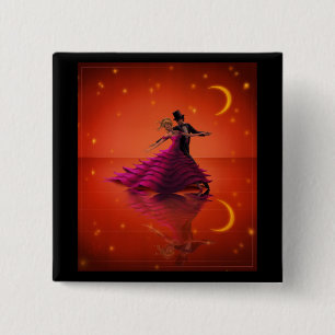 Een rode wals vierkante button 5,1 cm