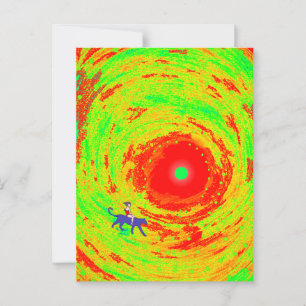 Een rode zon en een meisje briefkaart