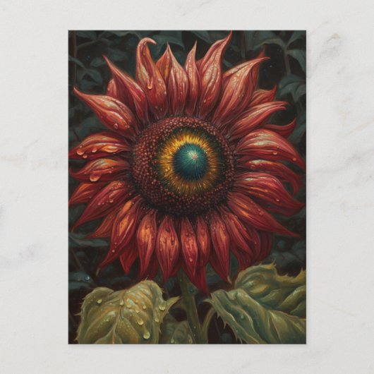 Een roest zonnebloem briefkaart (Voorkant)