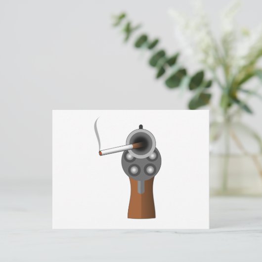 Een rokend Pistool Briefkaart (Staand voorkant)