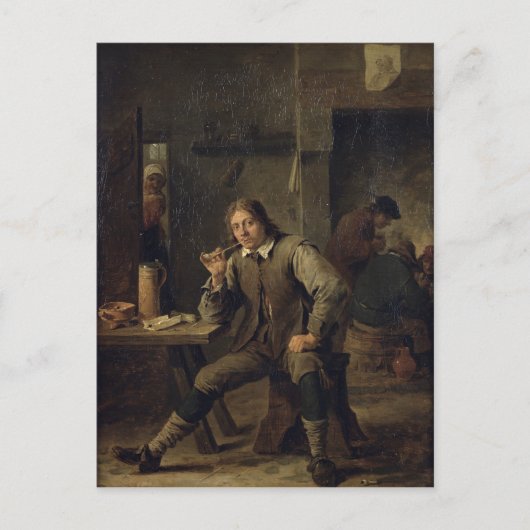 Een rokerleer op een tafel, 1643 briefkaart (Voorkant)