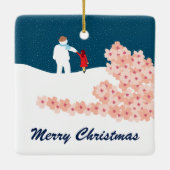 Een rol met Snowman-keramische keramiek Keramisch Ornament (Achterkant)