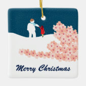 Een rol met Snowman-keramische keramiek Keramisch Ornament (Voorkant)