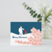 Een rol met Snowman-kerstvakantie-Briefkaart Feestdagenkaart (Staand voorkant)