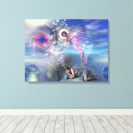 Een roman kan een portaal zijn in parallelle reali canvas afdruk (Insitu (Houten vloer))