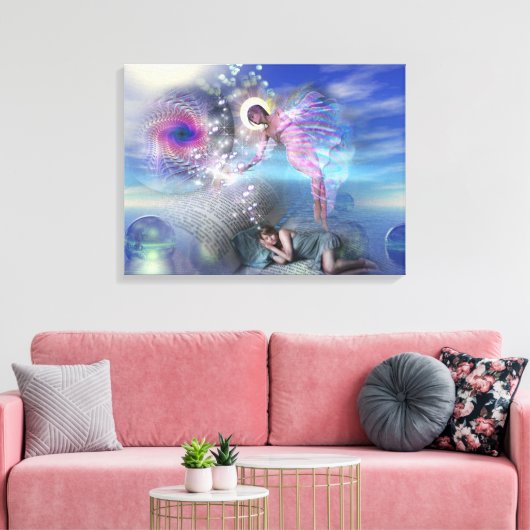 Een roman kan een portaal zijn in parallelle reali canvas afdruk (Insitu (Woonkamer))