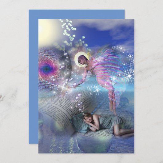 Een roman kan een portaal zijn in parallelle reali feestdagenkaart (Voorkant / Achterkant)