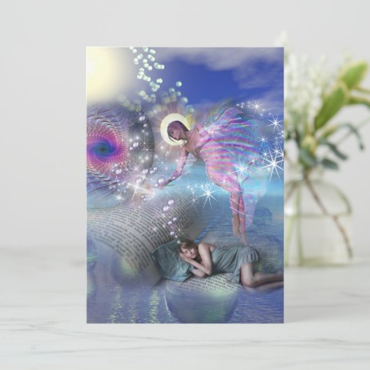 Een roman kan een portaal zijn in parallelle reali feestdagenkaart (Staand voorkant)