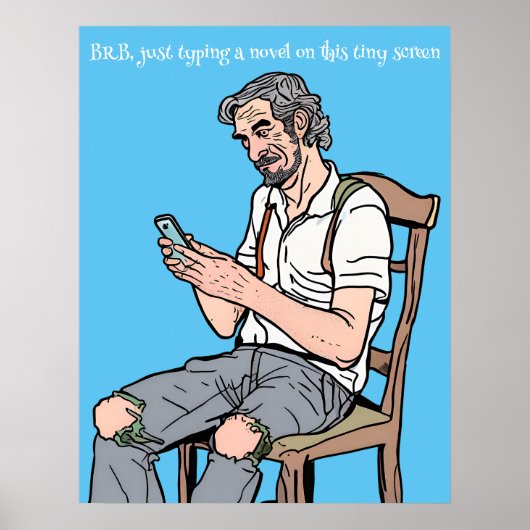 Een roman typen - sms'en Afdrukken Poster (Voorkant)