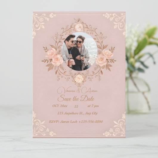 Een Romance Geschreven in Rozen Save The Date (Staand voorkant)