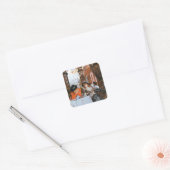 Een Romance van Luncheon Vierkante Sticker (Envelop)