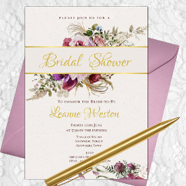 Een romantisch boeket bruids douche uitnodiging