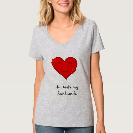 Een romantisch citaat uit het glimlachen van rood  t-shirt (Voorkant)