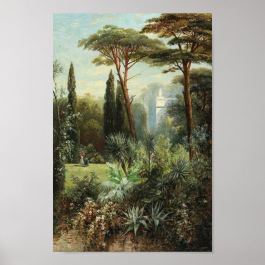 Een romantisch kasteelpark | Franz Xaver Birkinger Poster (Voorkant)