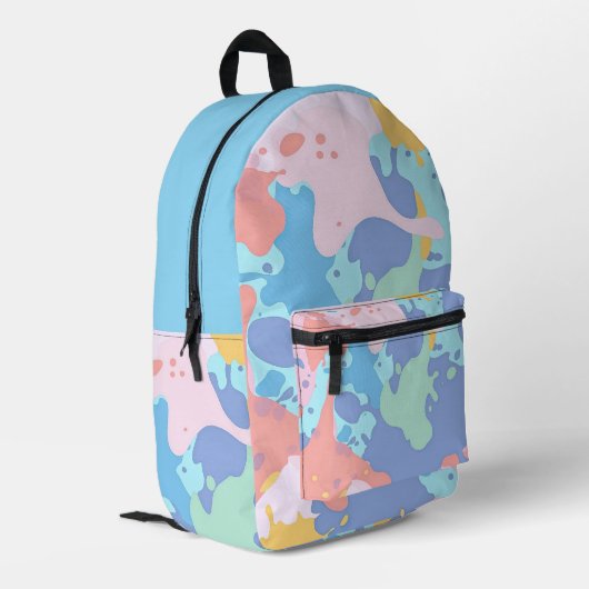 Een rommelig patroon van vlekken verf bedrukte rugzak (Achterkant Hoek Links)