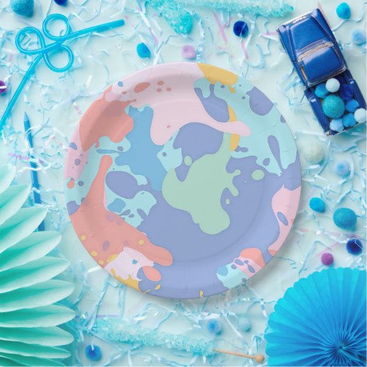 Een rommelig patroon van vlekken verf papieren bordje (Feest)