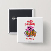 Een rommelige kerst vierkante button 5,1 cm (Voorkant /achterkant)