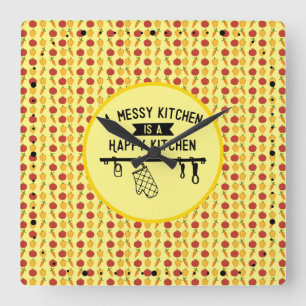 Een Rommelige Keuken Is Een Gelukkige Keuken Cadea Vierkante Klok