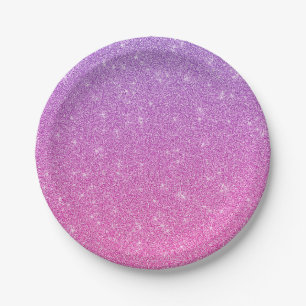 Een rond bord met een gradiënt van paars naar roze