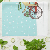 Een ronddraaiende fiets met kerstfeestdag theedoek (Gevouwen)