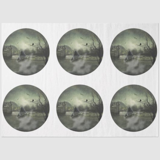 Een ronde gotische Halloween-serie ontwerp 8 Tissuepapier (Voorkant)