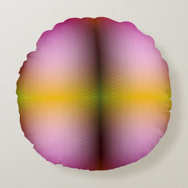 Een ronde kussen met een levendig verloopdesign (Voorkant)
