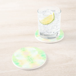 Een ronde plaat met een pastel tie-dye patroon zandsteen onderzetter