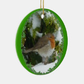Een ronde Robin Kerstdecoratie Keramisch Ornament (Rechts)