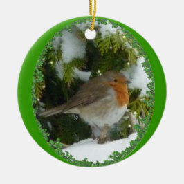 Een ronde Robin Kerstdecoratie Keramisch Ornament