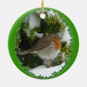 Een ronde Robin Kerstdecoratie Keramisch Ornament (Achterkant)