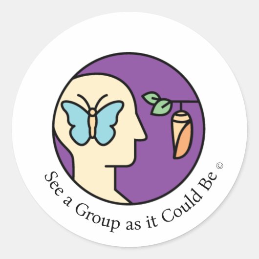 Een ronde Sticker van groep bekijken (Voorkant)