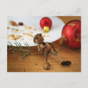 Een rondje over Acorn elf die koekjes eet - Kerstm Briefkaart