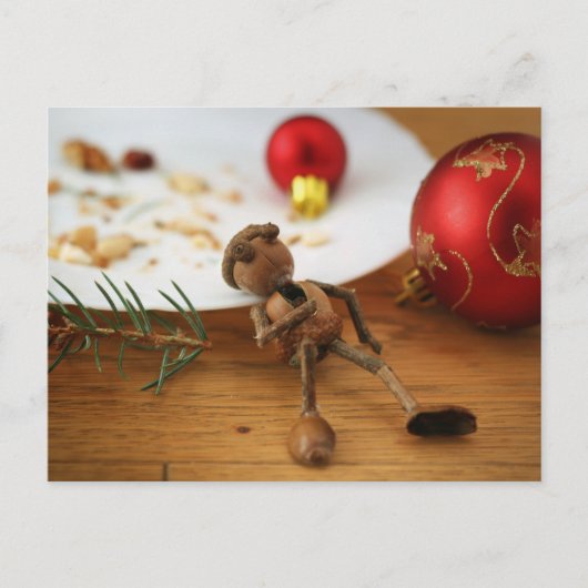 Een rondje over Acorn elf die koekjes eet - Kerstm Briefkaart (Voorkant)