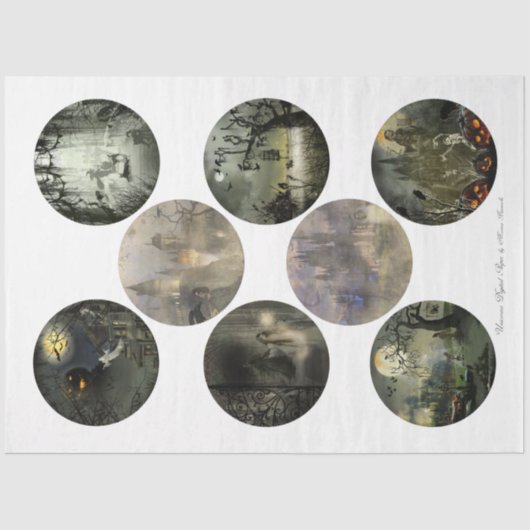 Een rondom ontwerp van de Gothische Halloween-reek Tissuepapier (Voorkant)